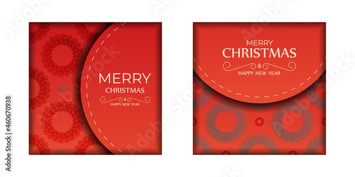 Red Color Merry Christmas Flyer Template with Luxurious Burgundy Ornament