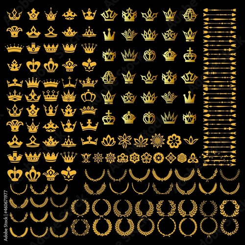 set of retro vintage crown logo design vector template