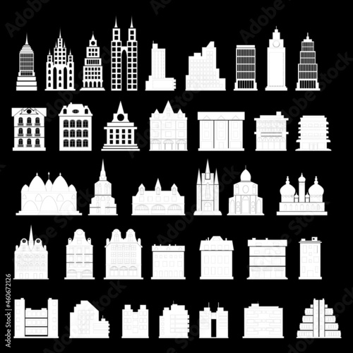 set of business city building logo design vector