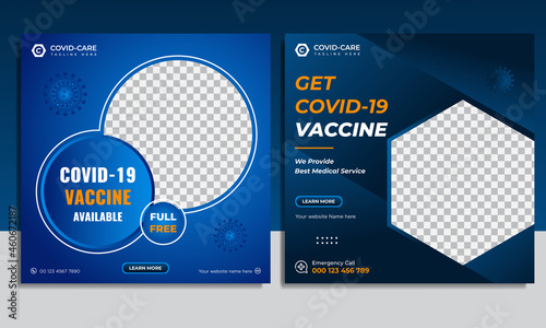 Covid19 vaccine social media post template vector premium 