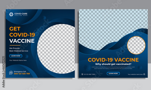 Covid19 vaccine social media post template vector premium 