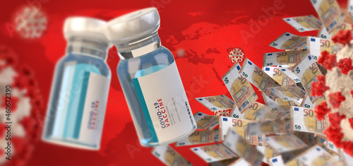 two vaccine bottles with EU...