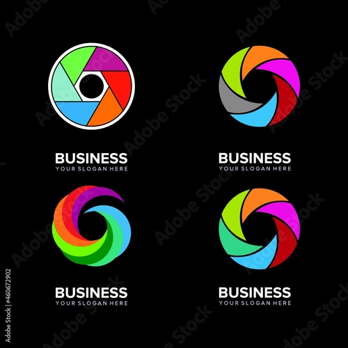 set of abstract business circle and camera logo design vector