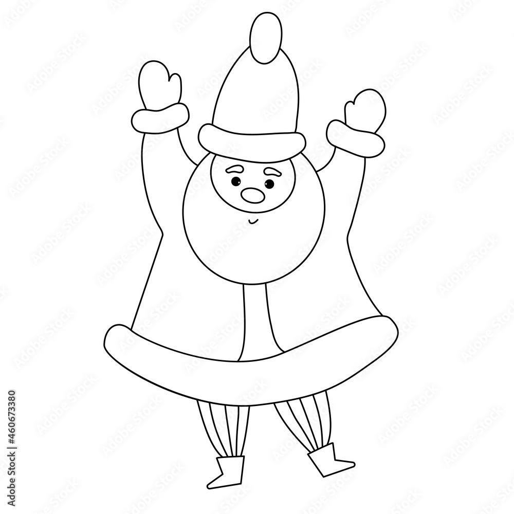 happy Santa Claus. Outline. Vector illustration for christmas and new year decor, design, printing and decoration happy Santa Claus. Outline. Vector illustration for christmas and new year decor, design, printing and decoration