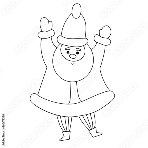happy Santa Claus. Outline. Vector illustration for christmas and new year decor, design, printing and decoration