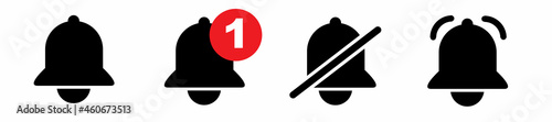 Notification bell icon isolated on white background. ringing bell and notification for clock and smartphone, alarm alert, vector Illustration