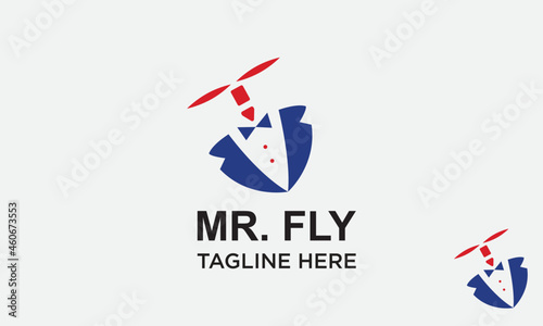 Mr. Fly Logo Design Template. Vector logo design templates for airlines, airplane tickets, travel agencies - planes and emblems. Fly in VIP Class. Fly in Airplane or Helicopter.