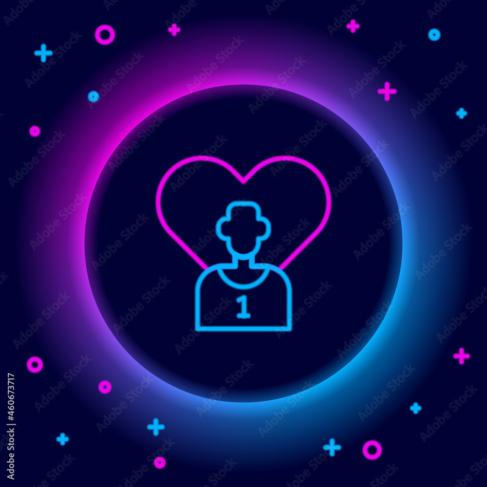 Glowing neon line Football or soccer player icon isolated on black background. Colorful outline concept. Vector Glowing neon line Football or soccer player icon isolated on black background. Colorful outline concept. Vector