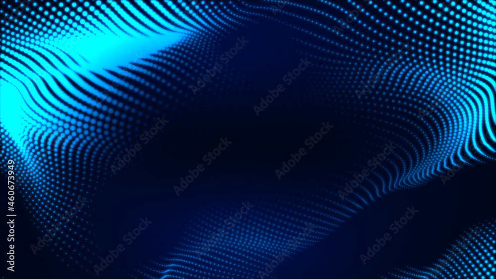 Abstract dot white blue wave gradient texture technology background.