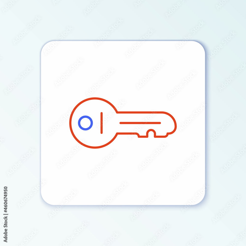 Line Old key icon isolated on white background. Colorful outline concept. Vector Line Old key icon isolated on white background. Colorful outline concept. Vector
