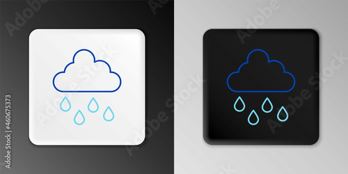 Line Cloud with rain icon isolated on grey background. Rain cloud precipitation with rain drops. Colorful outline concept. Vector