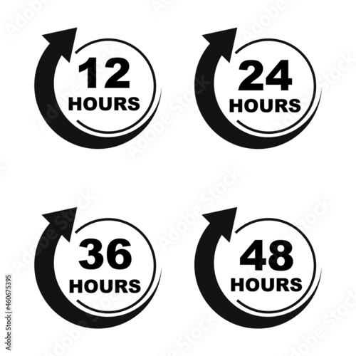 Set hours icon. Flat vector illustration in black on white background.