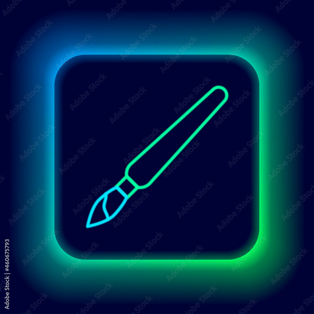 Glowing neon line Paint brush icon isolated on black background. Colorful outline concept. Vector Glowing neon line Paint brush icon isolated on black background. Colorful outline concept. Vector