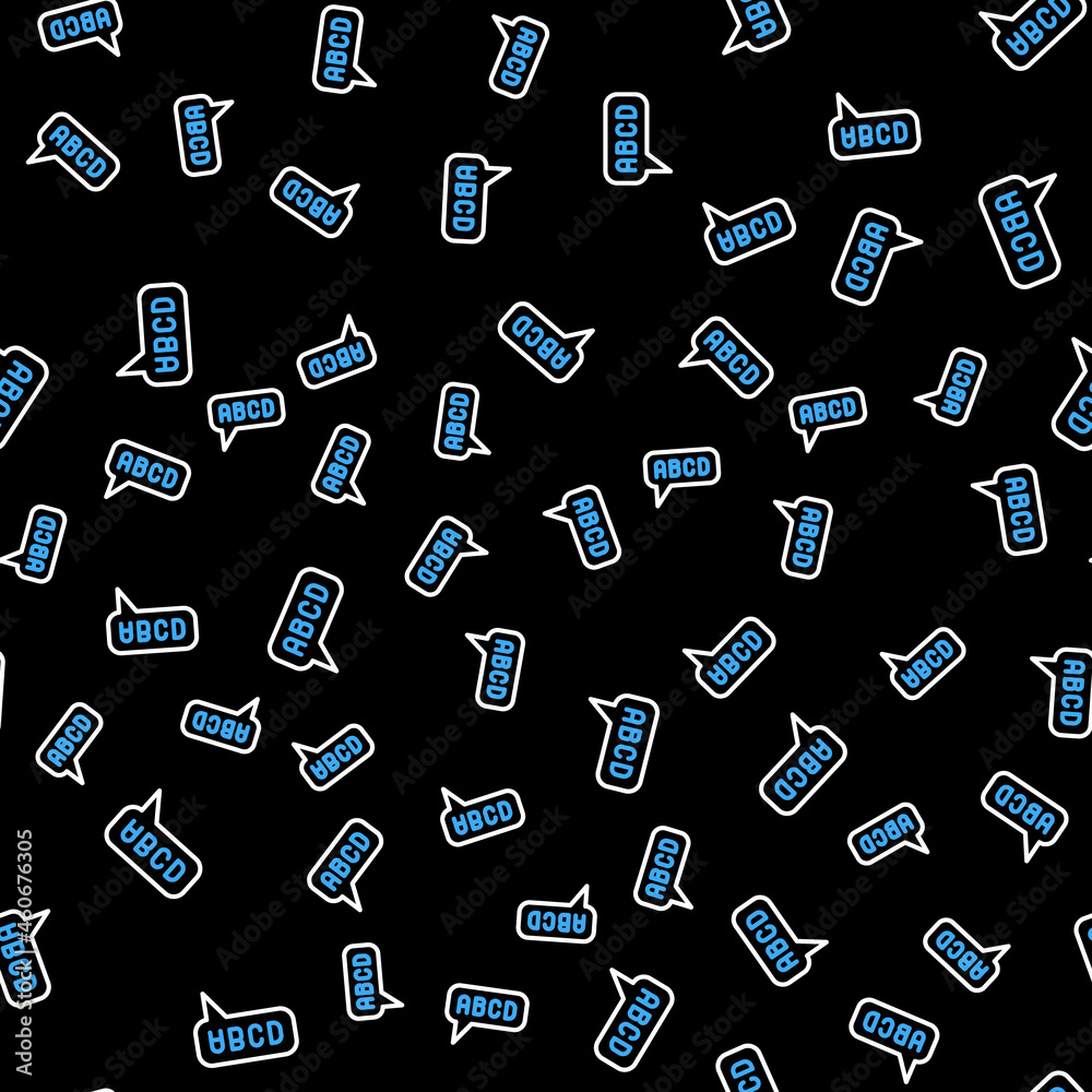 Line Alphabet icon isolated seamless pattern on black background. Vector Line Alphabet icon isolated seamless pattern on black background. Vector