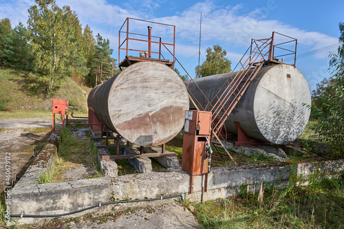 Old rusty abandoned gas station. There is no gasoline. © Aleksandrs