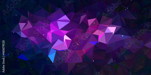 Trendy polygonal space background. Colorful geometric galaxy illustration