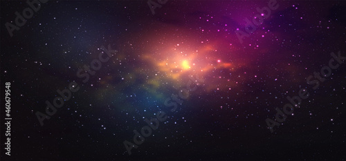 Space galaxy background. Realistic vector cosmos illustration photo