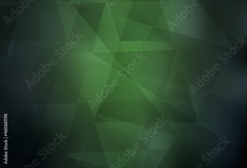 Dark Green vector gradient triangles pattern.