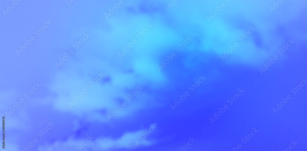 Realistic vector blue sky with white clouds illustration