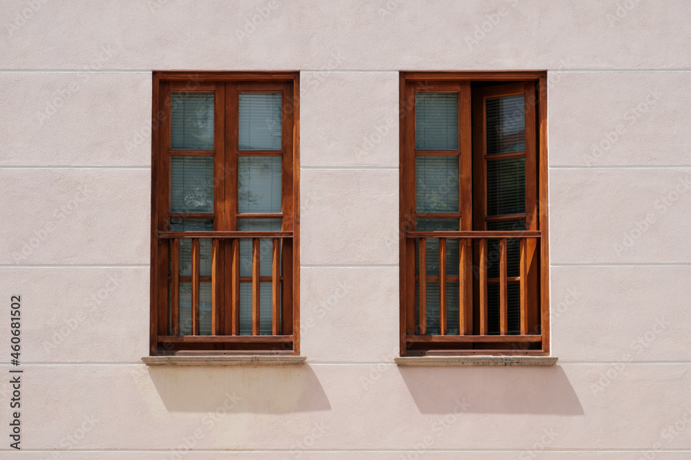 two wooden frame windows