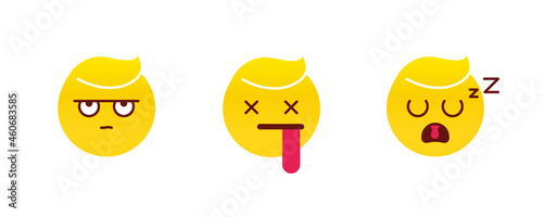 Sleepy, dead and frowning emoji. Emoticon vector icon set. Save icon vector. Editable row set. Colored icon set. Logo-web, icon design element.