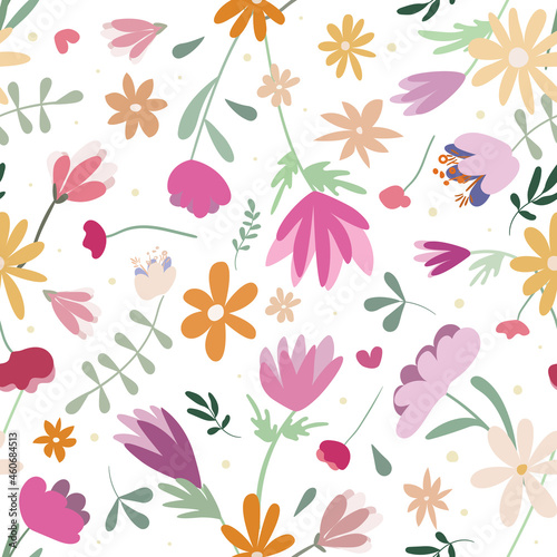 Floral summer pattern. Vector square endless illustration. Used for packaging, printing on fabric, paper, wallpaper, etc.