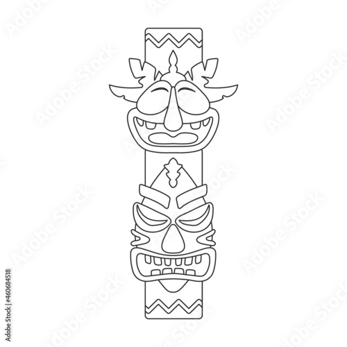 Totem tribal vector outline icon. Vector illustration mask of idol on white background. Isolated outline illustration icon of totem tribal .