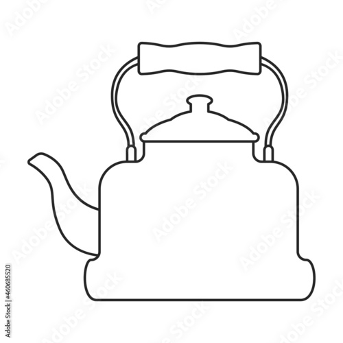 Kettle vector outline icon. Vector illustration teapot on white background. Isolated outline illustration icon of kettle .