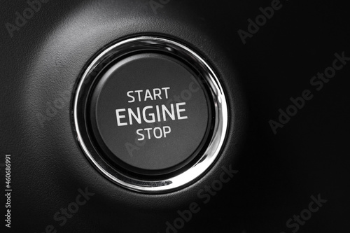 Button engine start stop. Button on and off the engine. - Image