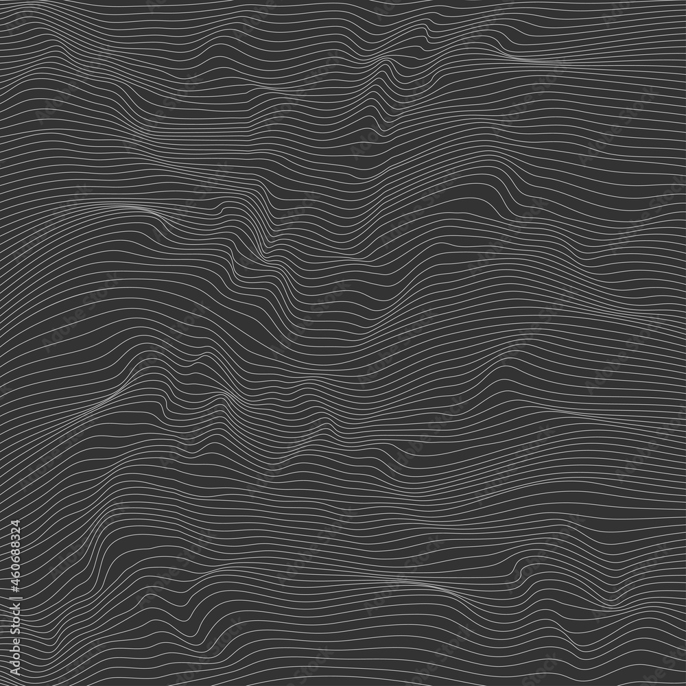 Relief black and white background with optical illusion of distortion.