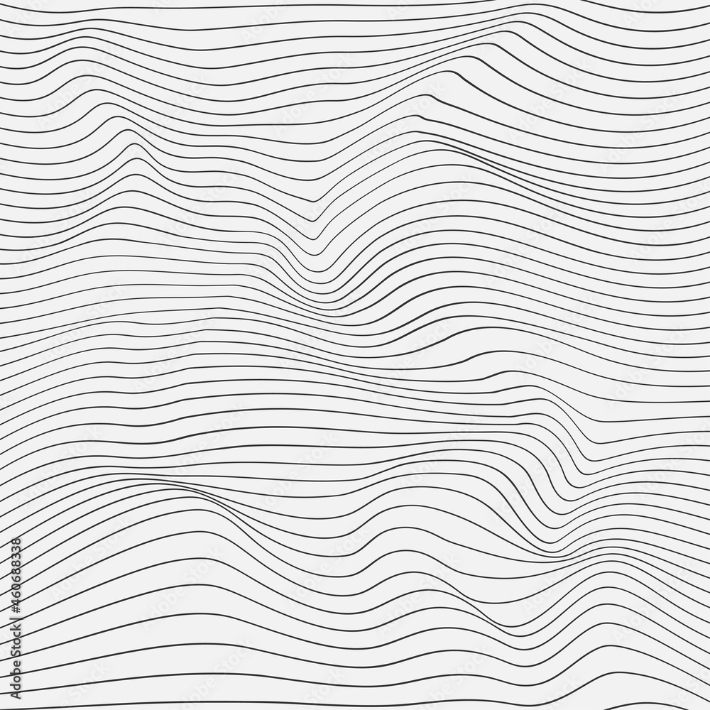 Relief black and white background with optical illusion of distortion.