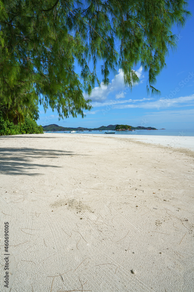tropical beach at anse volbert on praslin, seychelles tropical beach at anse volbert on praslin, seychelles
