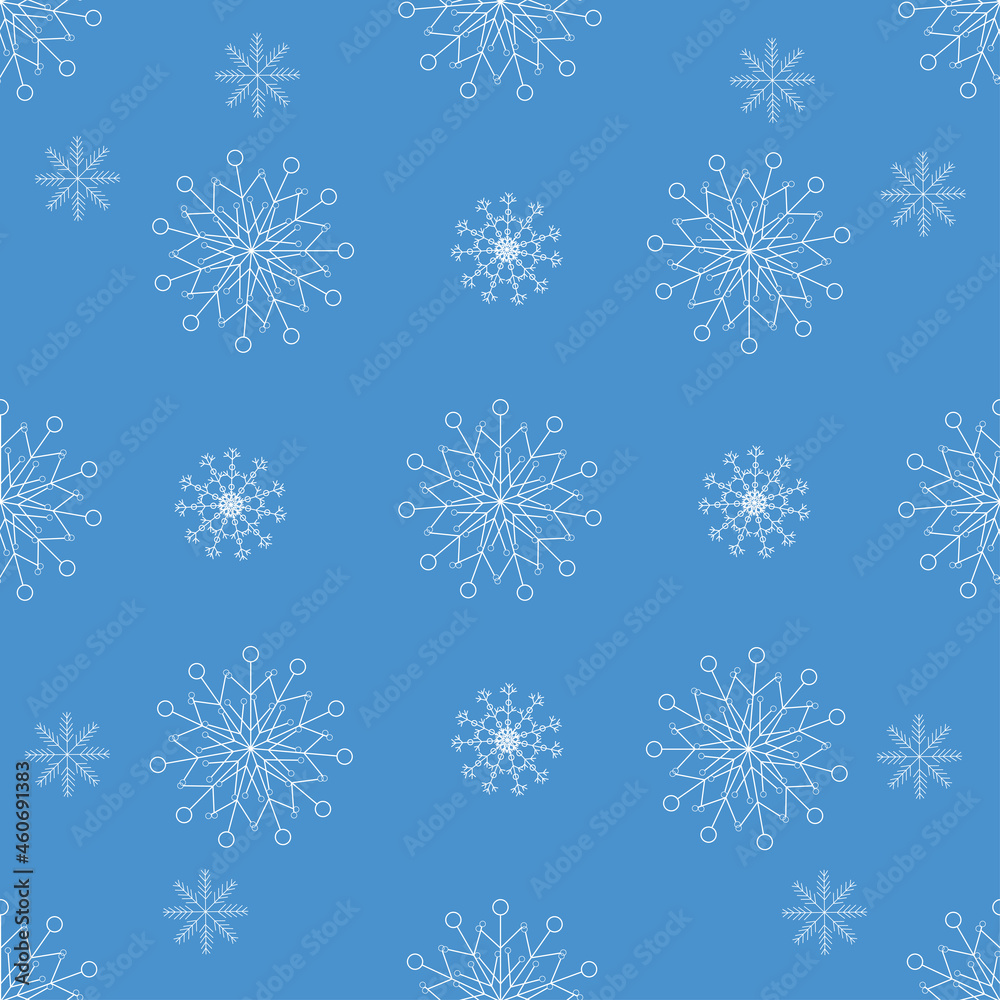 Pattern of white snowflakes on a blue background for web design Pattern of white snowflakes on a blue background for web design