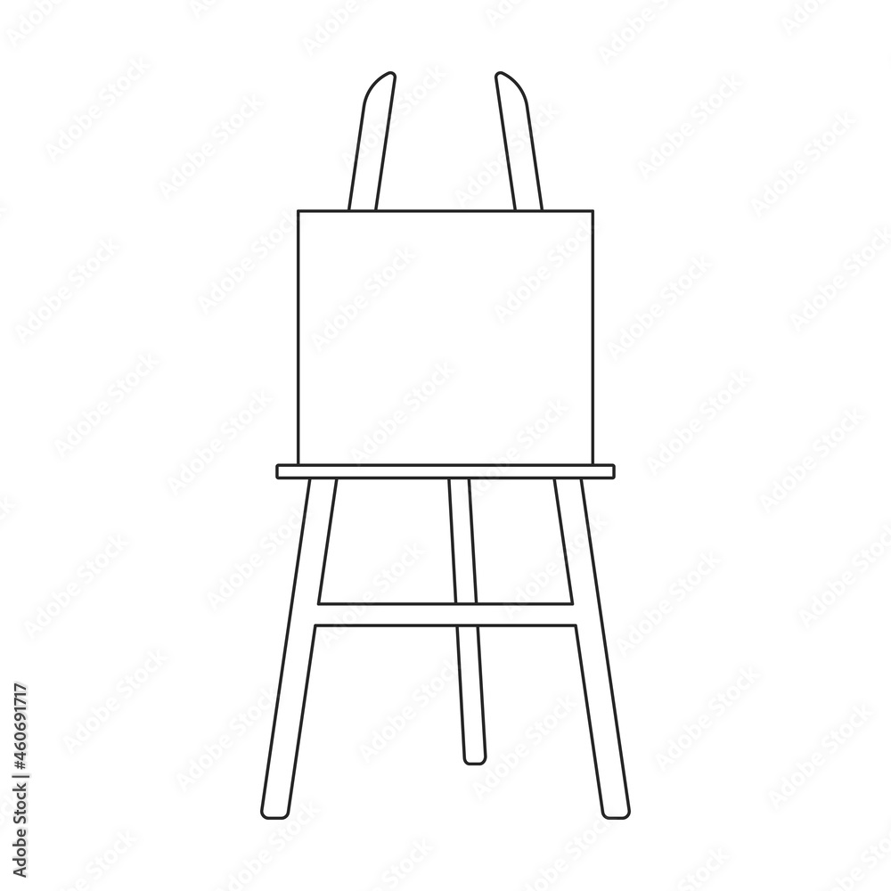 Easel vector outline icon. Vector illustration easel on white background. Isolated outline illustration icon of canvas on stand . Easel vector outline icon. Vector illustration easel on white background. Isolated outline illustration icon of canvas on stand .