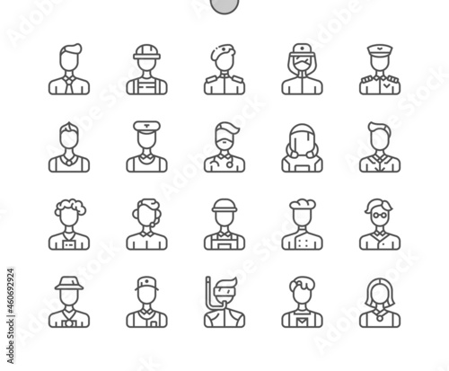 Careers Men. Male professional. Man job worker. Pixel Perfect Vector Thin Line Icons. Simple Minimal Pictogram