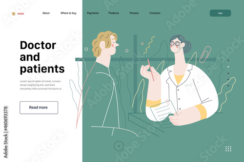 Doctor and patients - medical insurance web template