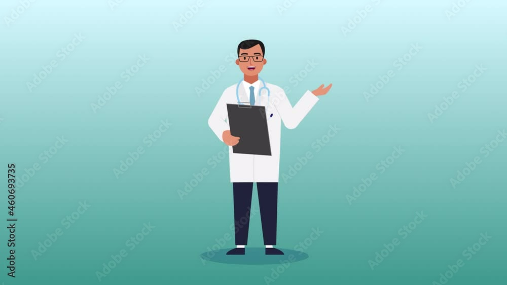 lip syncing Facial Animation for narration. male character doctor speaking. medical worker looped animated footage in 2d flat style. talking mouth, lips expressions, articulation 