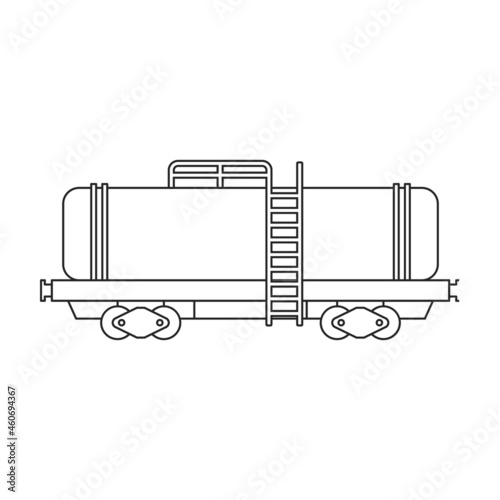 Locomotive with wagon vector outline icon. Vector illustration railway train. on white background. Isolated outline illustration icon of locomotive and wagon .