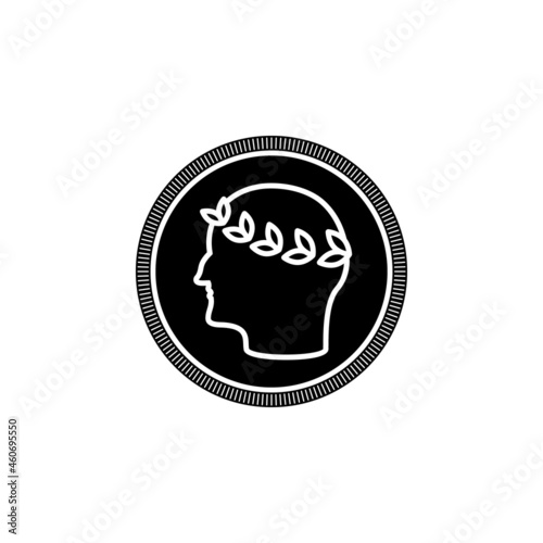 Coin with head profile icon in ancient roma set