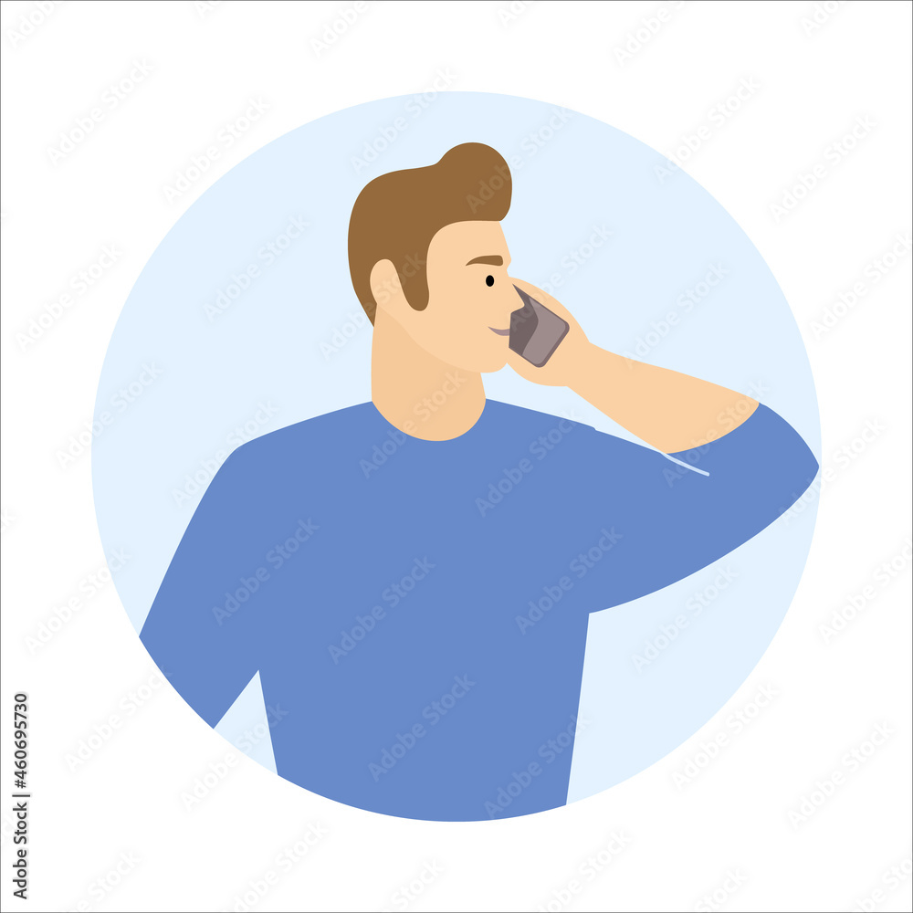 Caucasian man call mobile phone working as helpdesk or user support operator Caucasian man call mobile phone working as helpdesk or user support operator