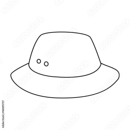 Summer hat vector outline icon. Vector illustration sun cap on white background. Isolated outline illustration icon of summer hat .