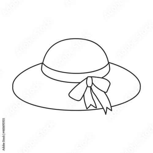 Summer hat vector outline icon. Vector illustration sun cap on white background. Isolated outline illustration icon of summer hat .