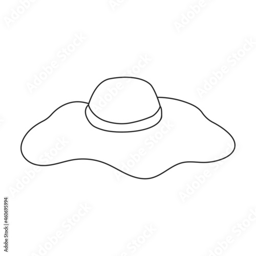 Summer hat vector outline icon. Vector illustration sun cap on white background. Isolated outline illustration icon of summer hat .