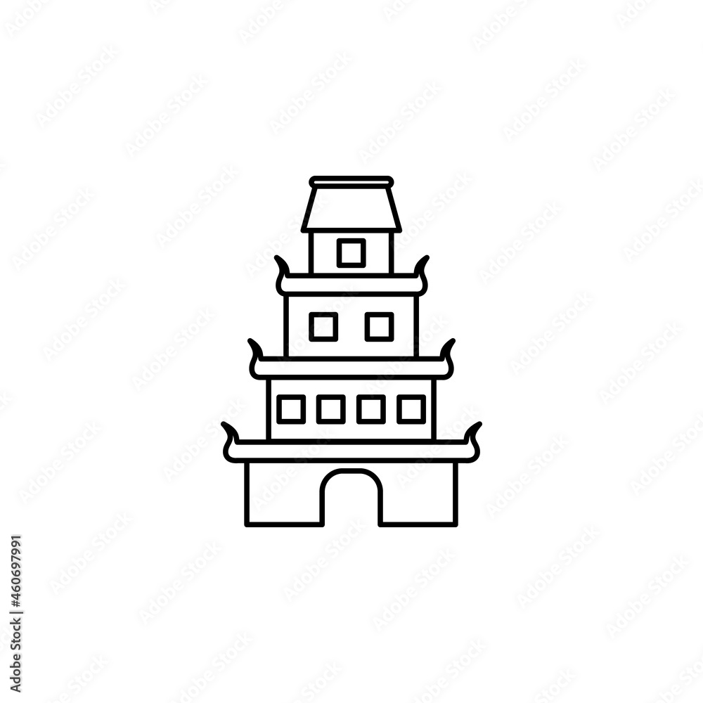 chinese palace icon in Asia set