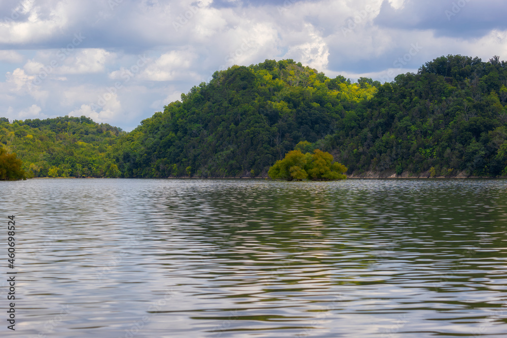 Beautiful Scenic views from a boat on the French Board River in Tennessee Beautiful Scenic views from a boat on the French Board River in Tennessee