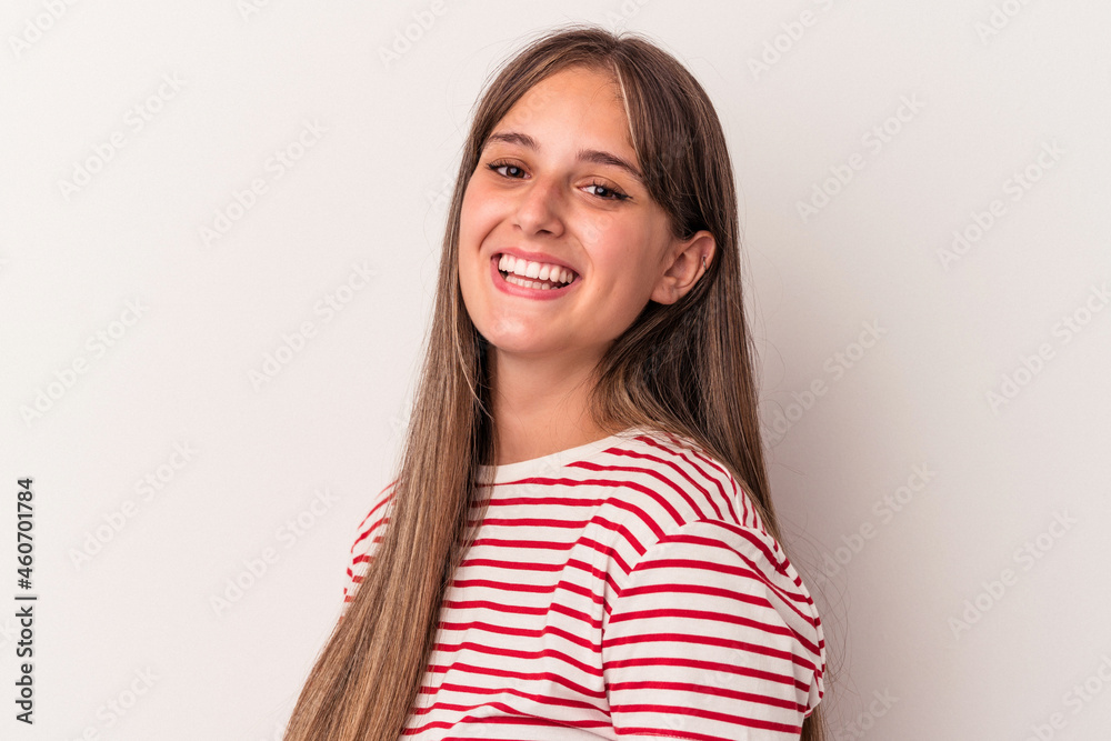 Young caucasian woman isolated on white background confident keeping hands on hips. Young caucasian woman isolated on white background confident keeping hands on hips.