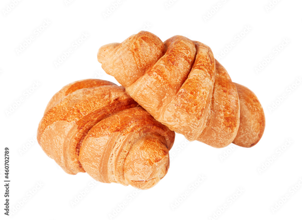 Two croissants isolated on a white background. Two croissants isolated on a white background.