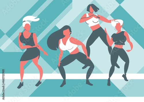 Women, best friends are dancing, having fun. Dancer character design.