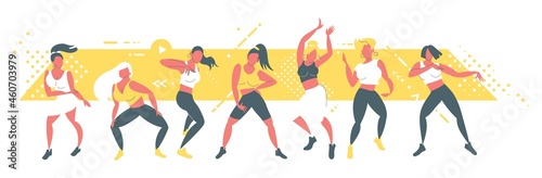 Dancer character design. Flat vector illustration. Modern dance styles.