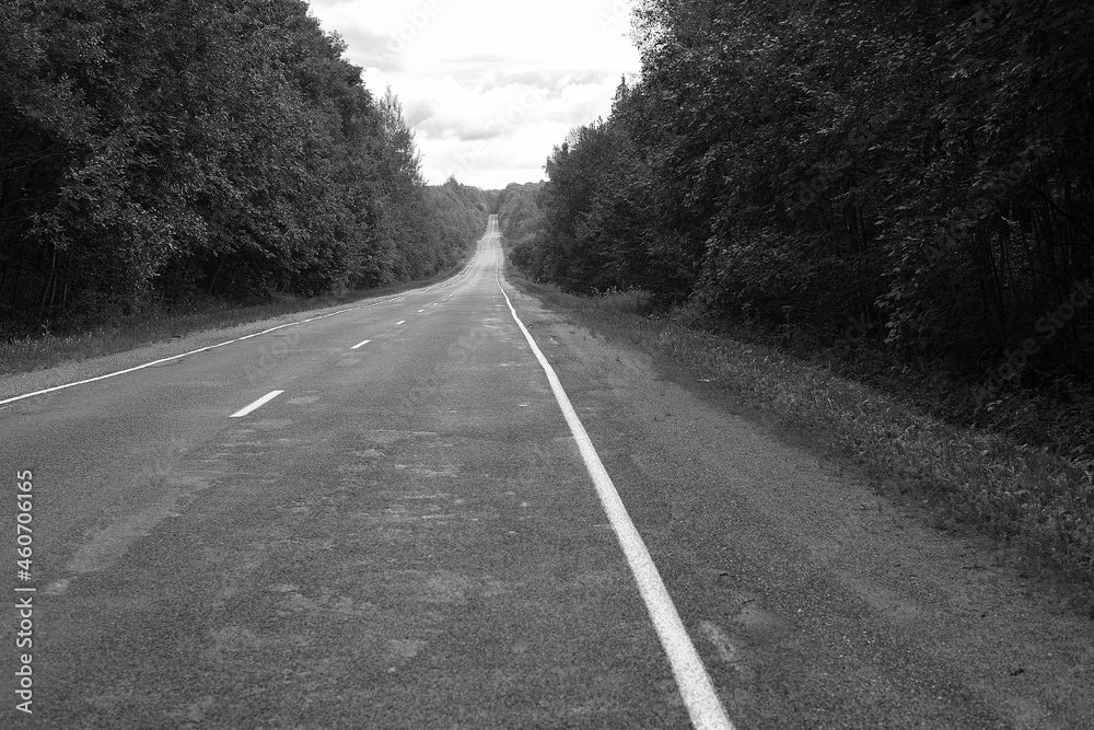 An empty road with a dividing strip